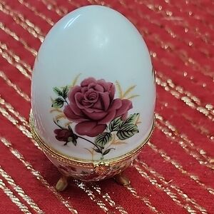 Elegant Rose Egg Trinket Box